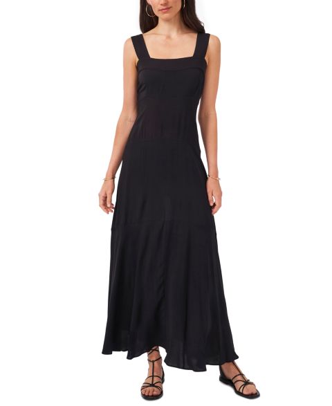 Женское платье Vince Camuto Challis Square-Neck Smocked-Back Sleeveless Maxi, цвет: Насыщенный чёрный