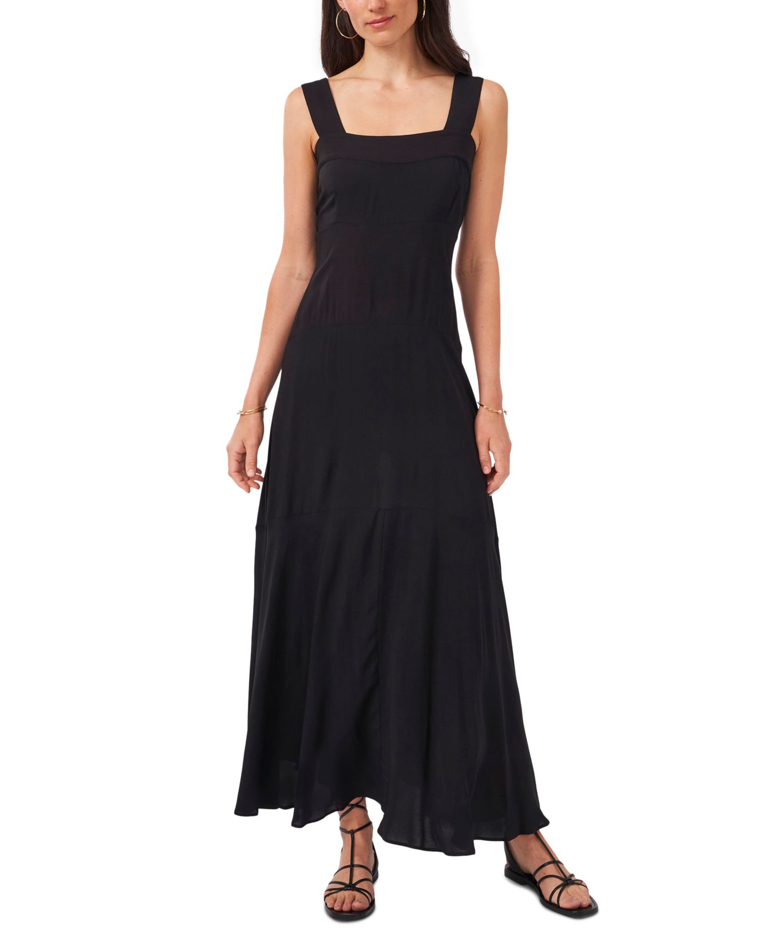 Women's Challis Square-Neck Smocked-Back Sleeveless Maxi Dress