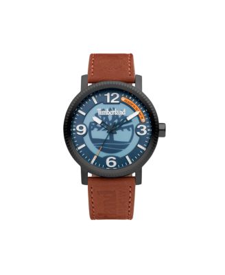 Timberland - Mens 3 Hands Wheat Genuine Leather Strap Watch 44mm