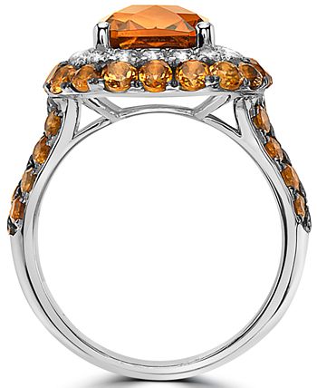 EFFY Collection - Citrine (6-3/4 ct. t.w.) & White Topaz (5/8 ct. t.w.) Halo Statement Ring in Sterling Silver