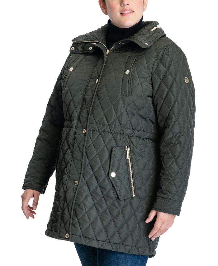 Michael Kors Women's Plus Size Hooded Quilted Anorak Coat, Created for