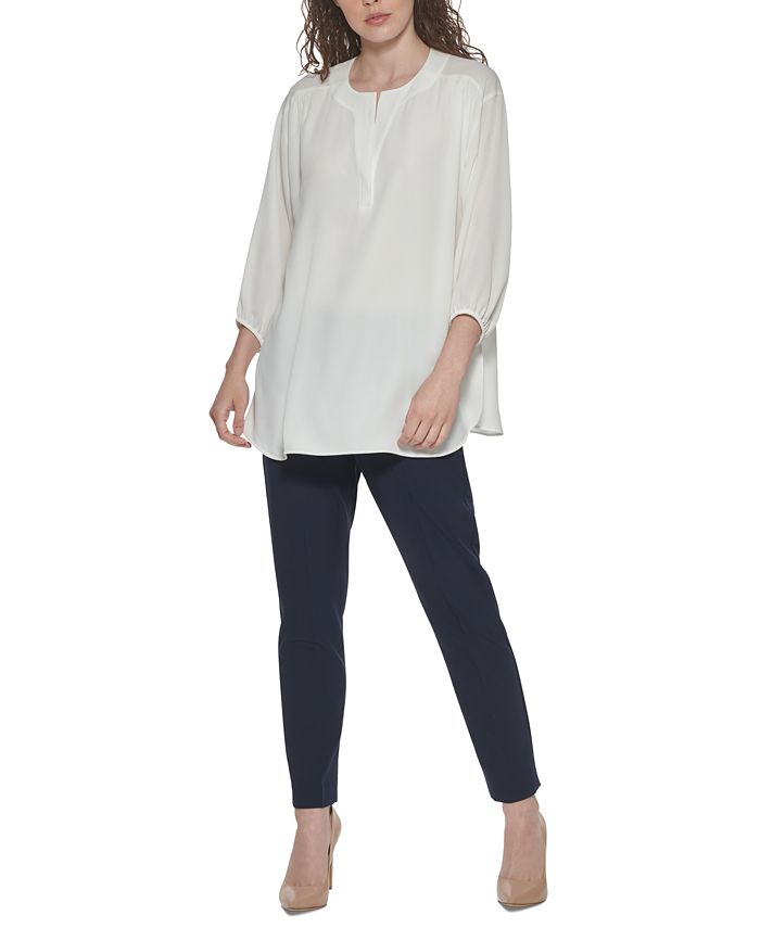 Tommy Hilfiger Long-Sleeve Woven Tunic & Reviews - Tops - Women - Macy's