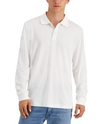 Alfani - Men's Regular-Fit Solid Long-Sleeve Supima Cotton Polo Shirt