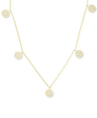 Macy's - Cubic Zirconia Cluster Disc Dangle 17" Statement Necklace in Sterling Silver