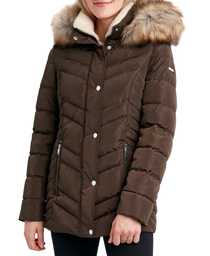 Laundry by Shelli Segal FauxFurTrim Hooded Puffer Coat Macy's