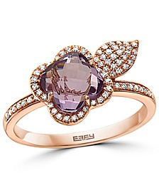 EFFY® Amethyst (1-5/8 ct. t.w.) & Diamond (1/5 ct. t.w.) Clover Leaf Ring in 14k Rose Gold
