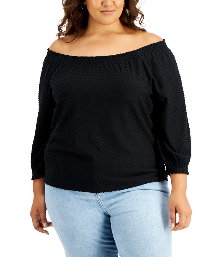 Style & Co Plus Size Clip-Dot Top, Created for Macy's - Macy's