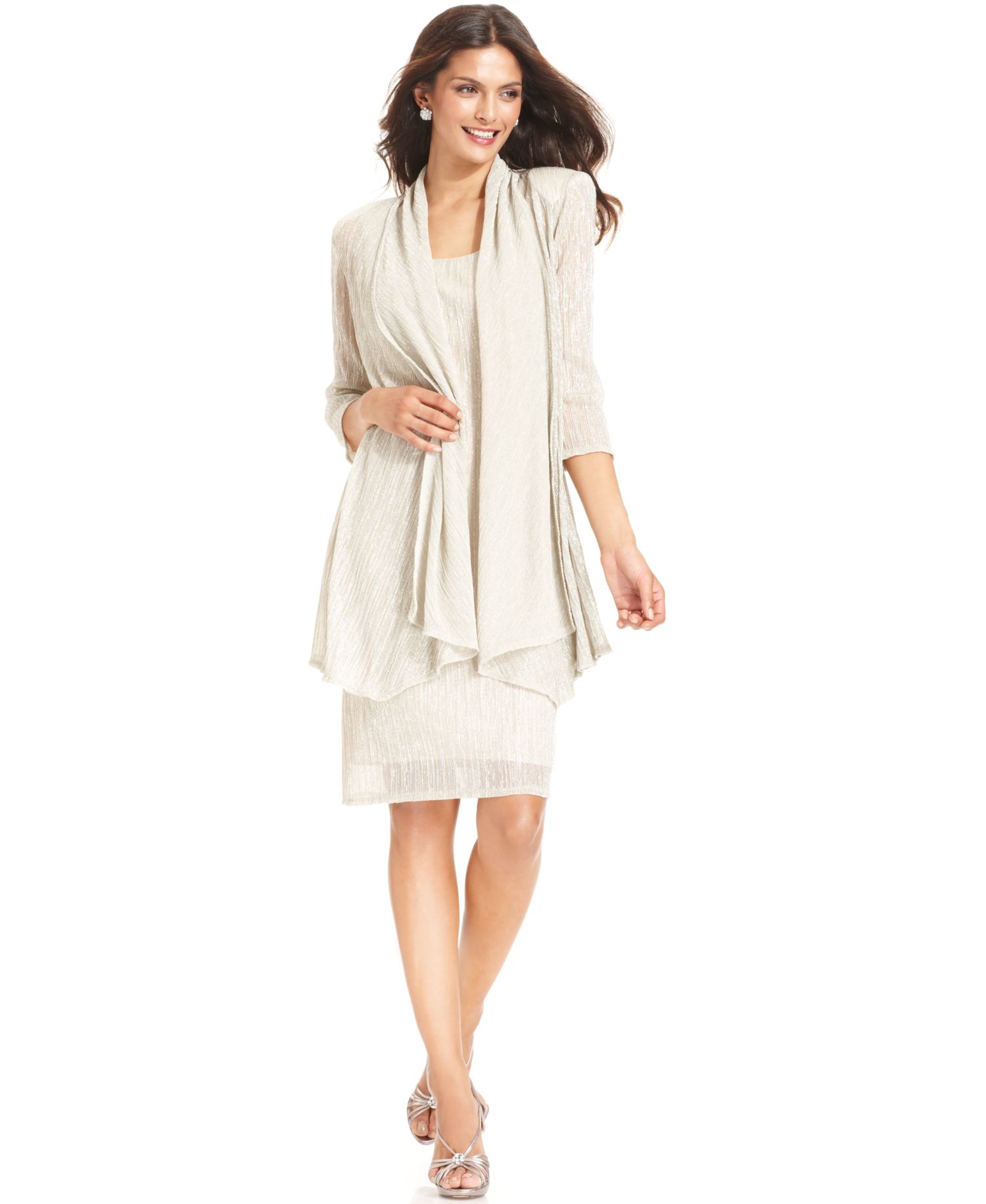 Sleeveless Metallic Dress and Jacket