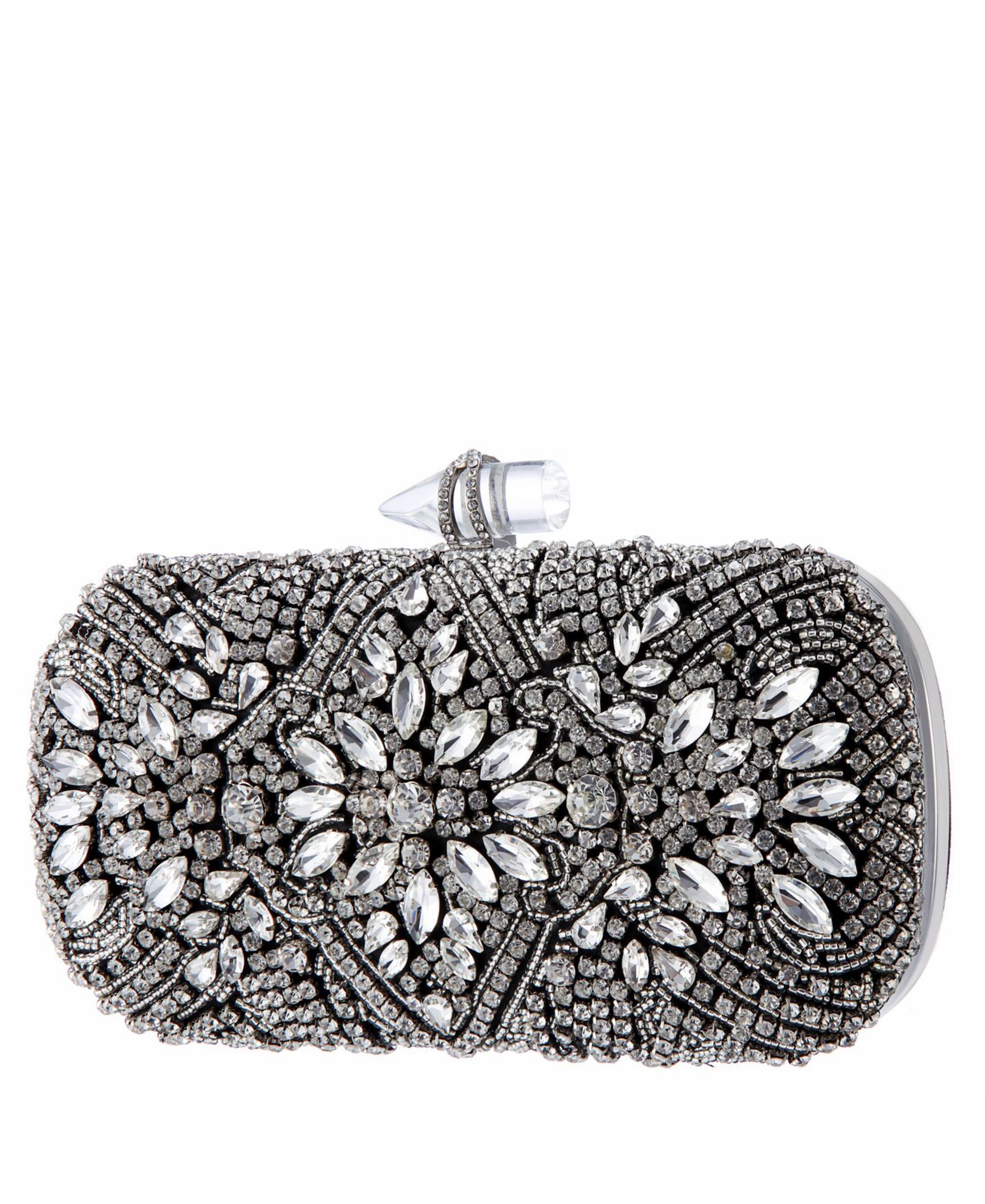 Женские клатчи Nina Crystal Embellished Minaudiere, цвет: Чёрный / Белый — фото 2