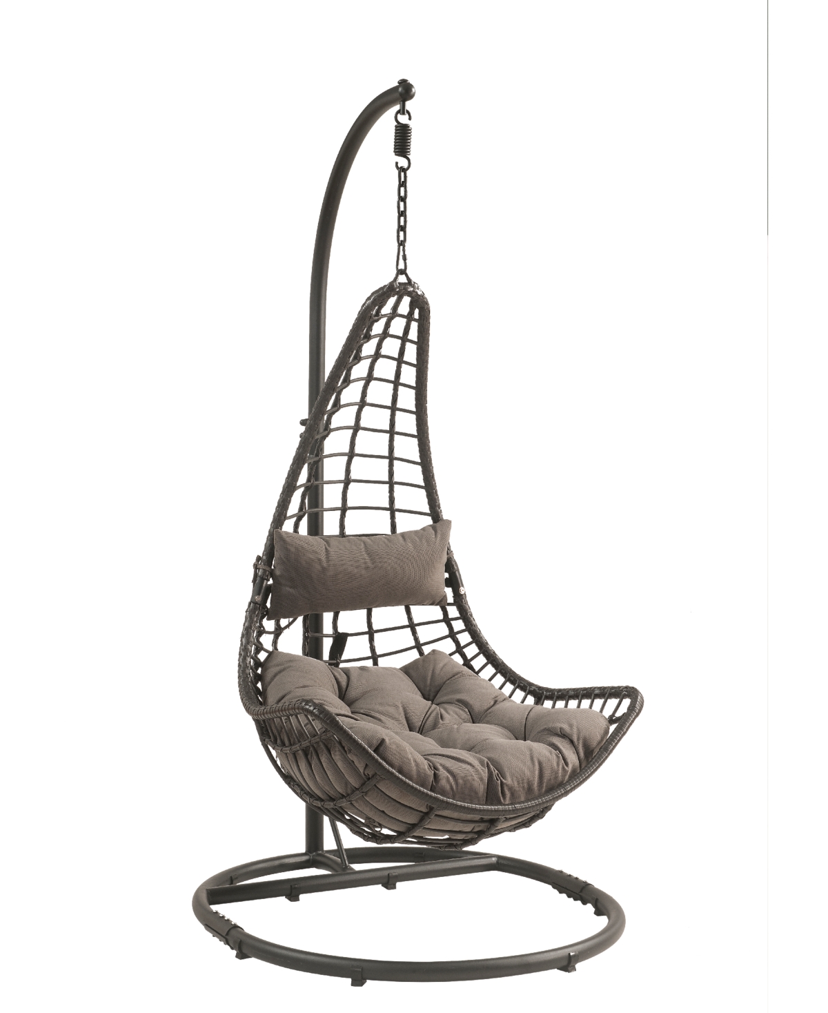 Acme Furniture Uzae Patio Chair In Gray Fabric And Charcaol Wicker