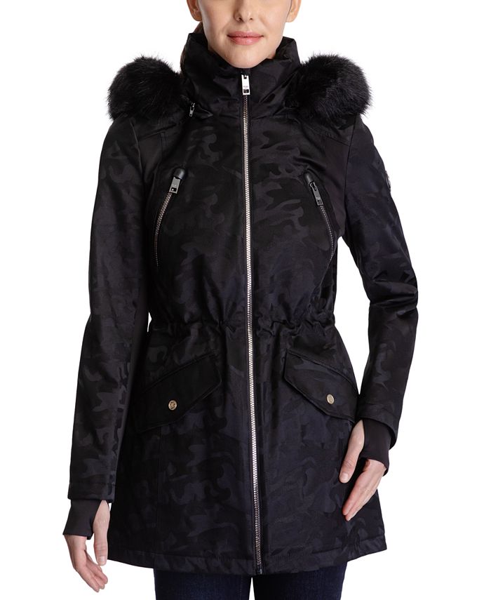 Michael Kors Hooded Faux-Fur-Trim Camo Anorak Coat & Reviews - Coats &  Jackets - Women - Macy's