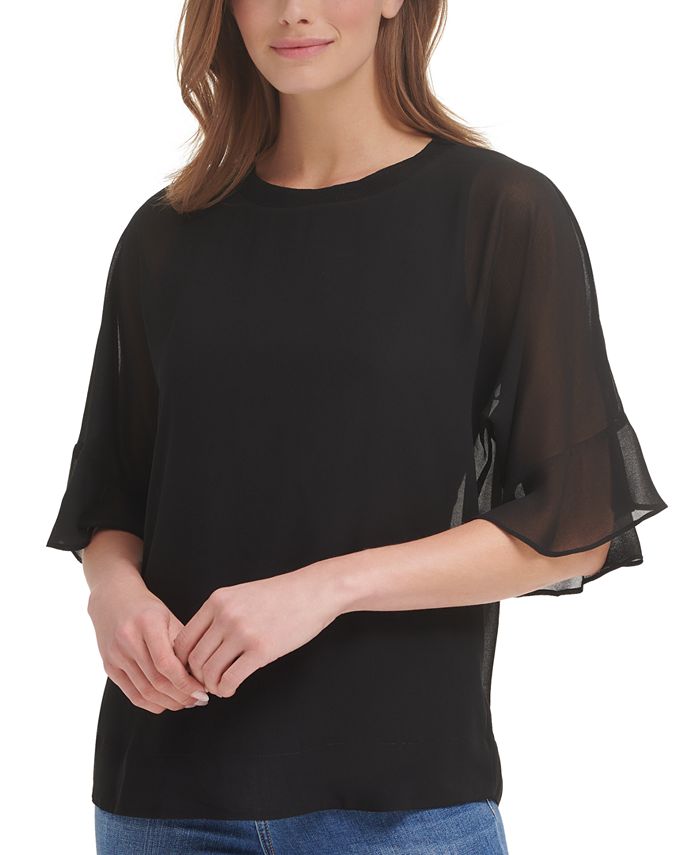 calvin klein ruffle sleeve