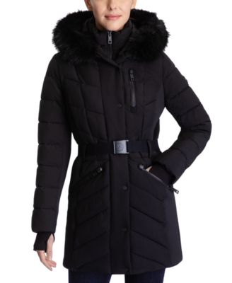 michael kors chevron belted coat