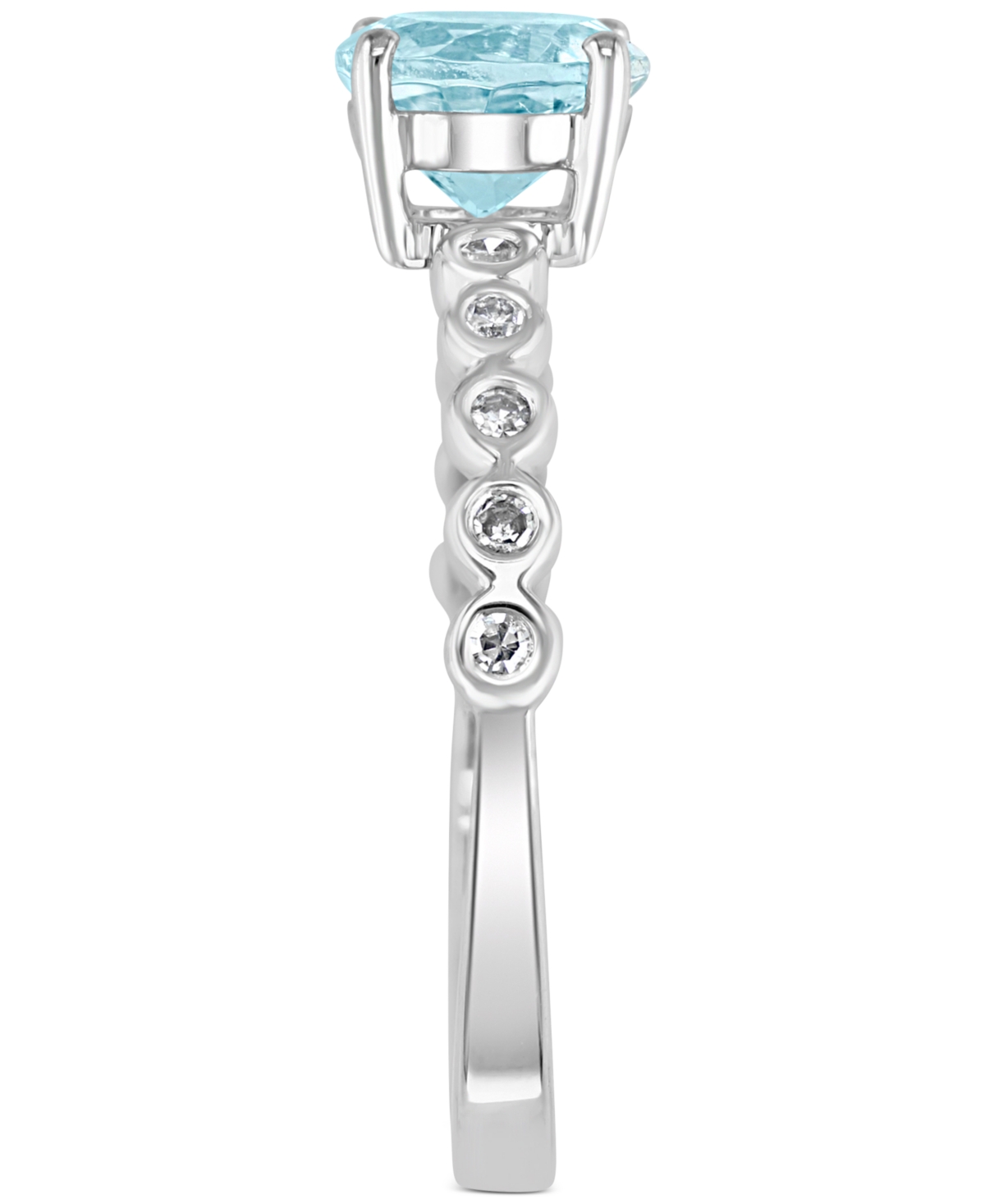 (3/4 ct. t.w.) & Diamond (1/10 ct. t.w.) Ring in 14k White Gold - Aquamarine