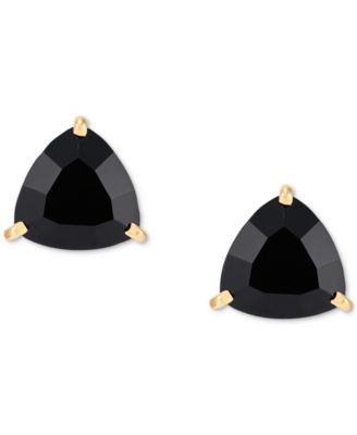 Onyx Trillion Stud Earrings in 14k Gold