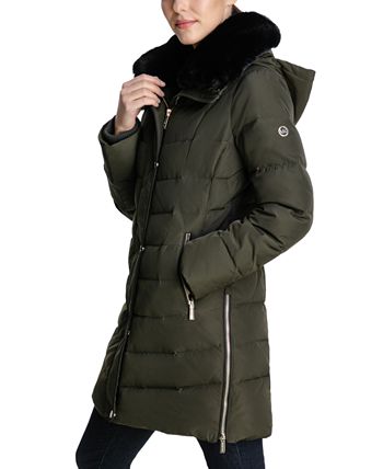 Michael Kors Women's Faux-Fur-Collar Hooded Down Puffer Coat, Created ...