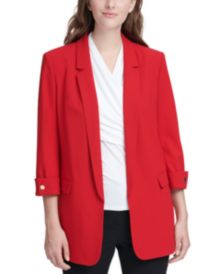 Cuffed 3/4-Sleeve Long Blazer