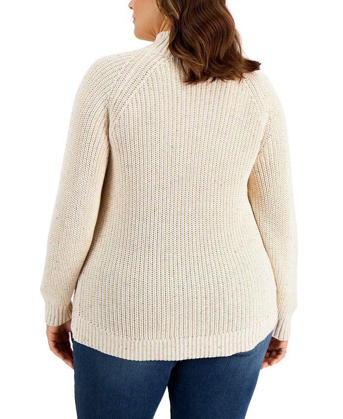 Style & Co Plus Size Nep Funnel-Neck Sweater, Created for Macy's - Macy's