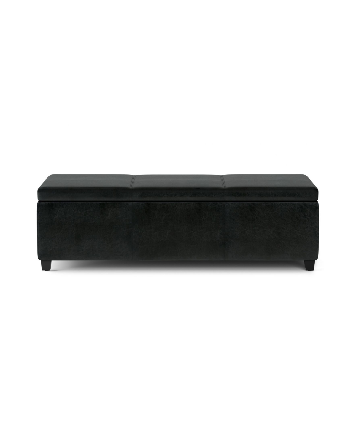 Simpli Home Avalon Extra Large Storage Ottoman Bench In Midnight Black