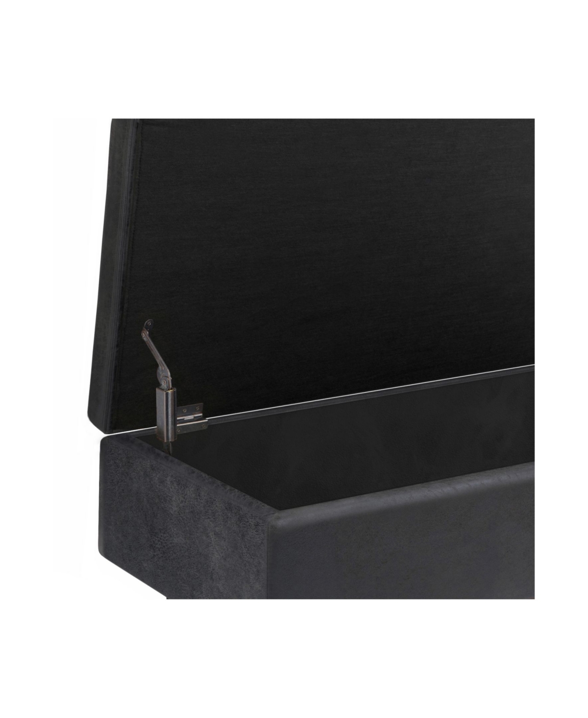 Simpli Home Owen Small Rectangular Storage Ottoman In Distressed Black