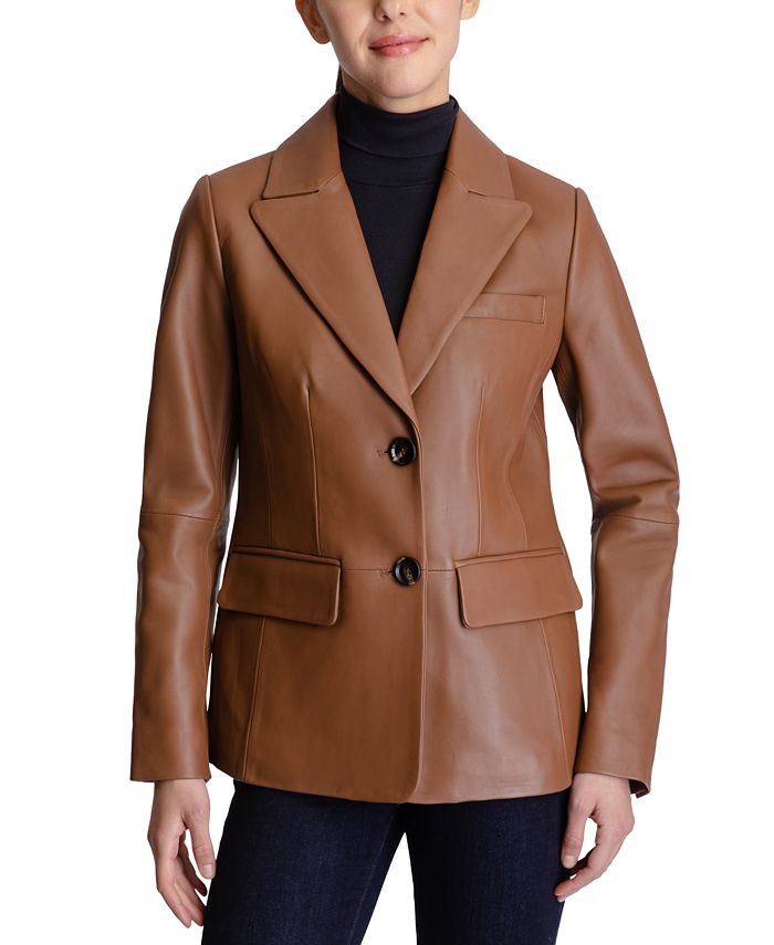 Anne Klein Leather Blazer Coat Macy's