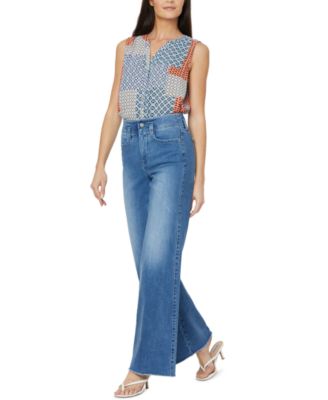 NYDJ Teresa Wide-Leg Frayed-Hem Jeans 