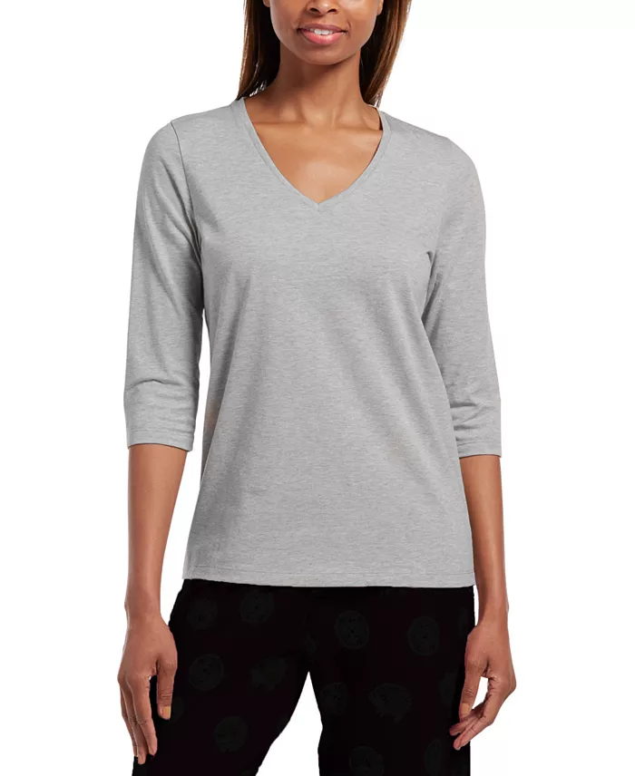 Women's Sleepwell Solid 3/4 V-Neck T-Shirt with Temperature Regulating Technology