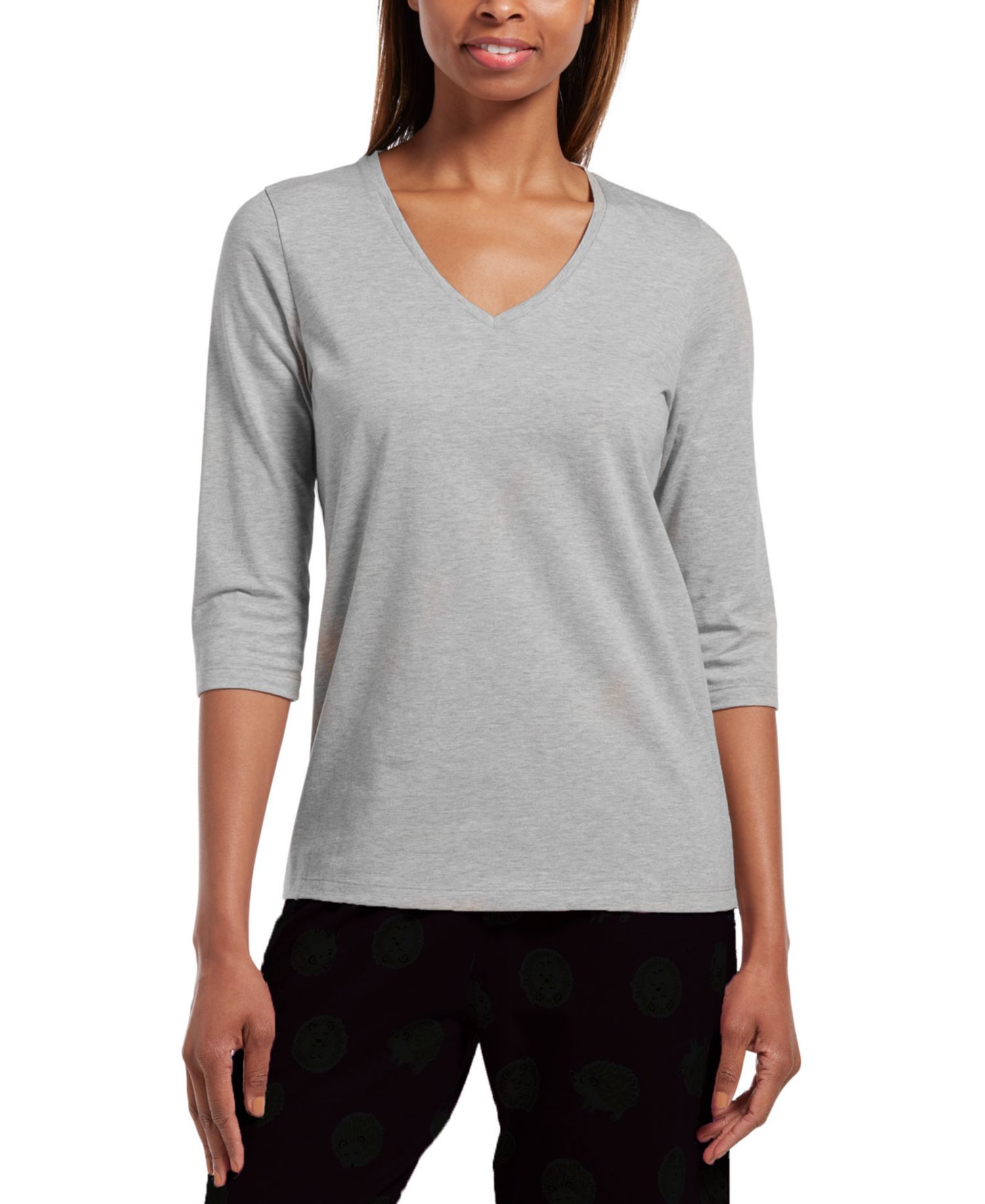 Women's Sleepwell Solid 3/4 V-Neck T-Shirt with Temperature Regulating Technology