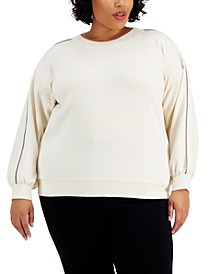 Plus Size Metallic Trim Scuba Sweatshirt, Created for Macy's