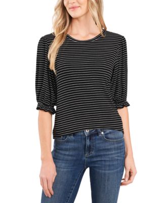 CeCe - Striped Ruffled-Cuff Top