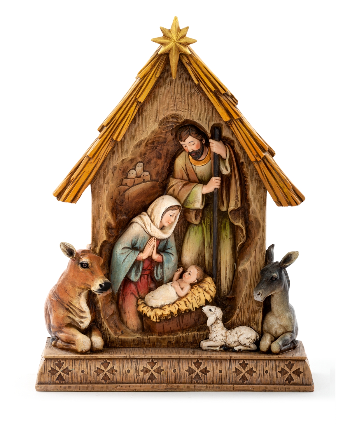Napco Nativity Stable Scene Figurine - Blue, Gold