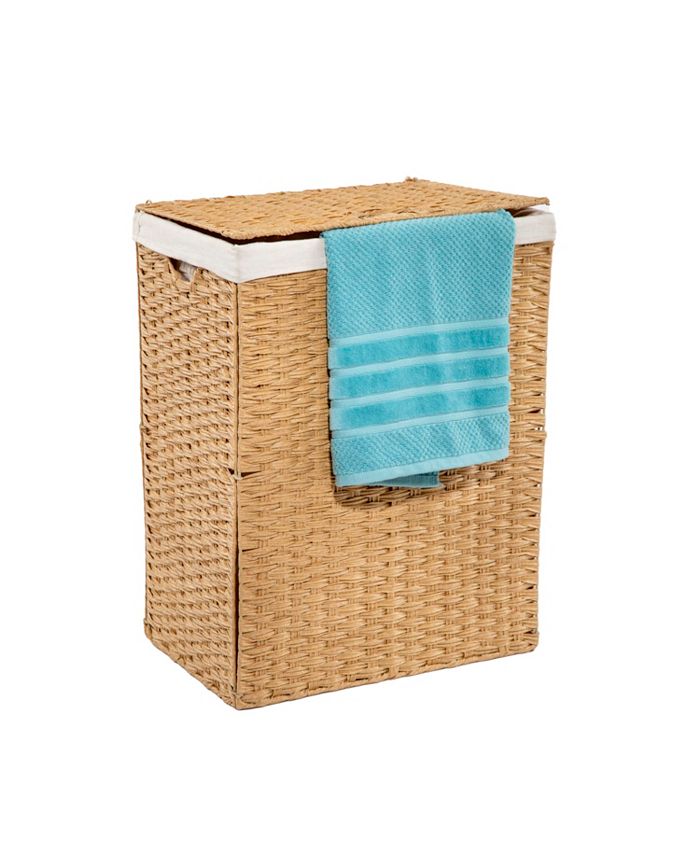 Seville Classics Foldable Rectangular Laundry Hamper with Lid & Canvas
