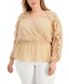 Plus Size Faux-Wrap Peplum Top