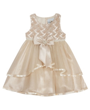 Baby Girls Taupe Basketweave Dress