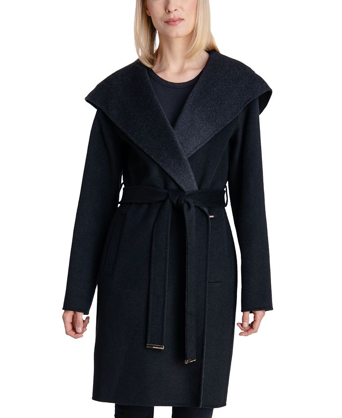 Michael Kors Two-Tone Double-Face Belted Coat - Macy's