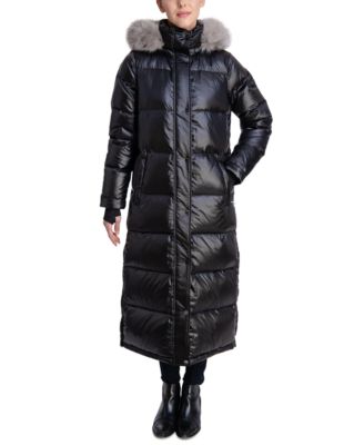 Faux-Fur-Trim Hooded Down Maxi Puffer Coat, Created for Macy's