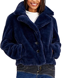 Juniors' Reversible Faux-Fur Coat, Created for Macy's