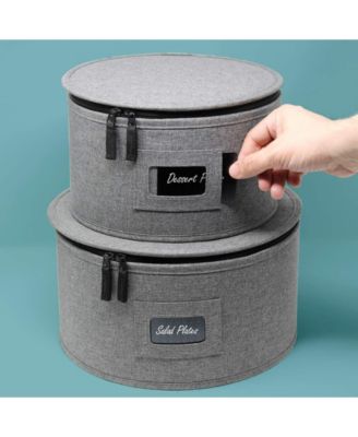 4-Piece Stackable Plate Carrier Set for Dinnerware, Plate Organization and Storage with Felt Plate Protector