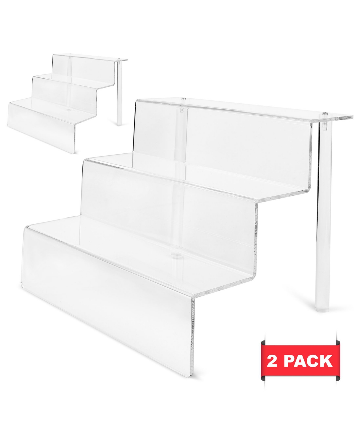 Riser Display Shelves Set, 2 Pieces - Clear