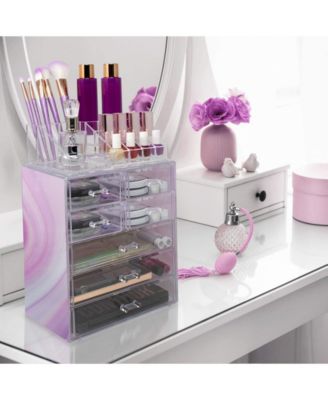 Medium Tie-Dye Makeup Organizer Set - (3 Large / 4 Small Drawers/Top Tray)