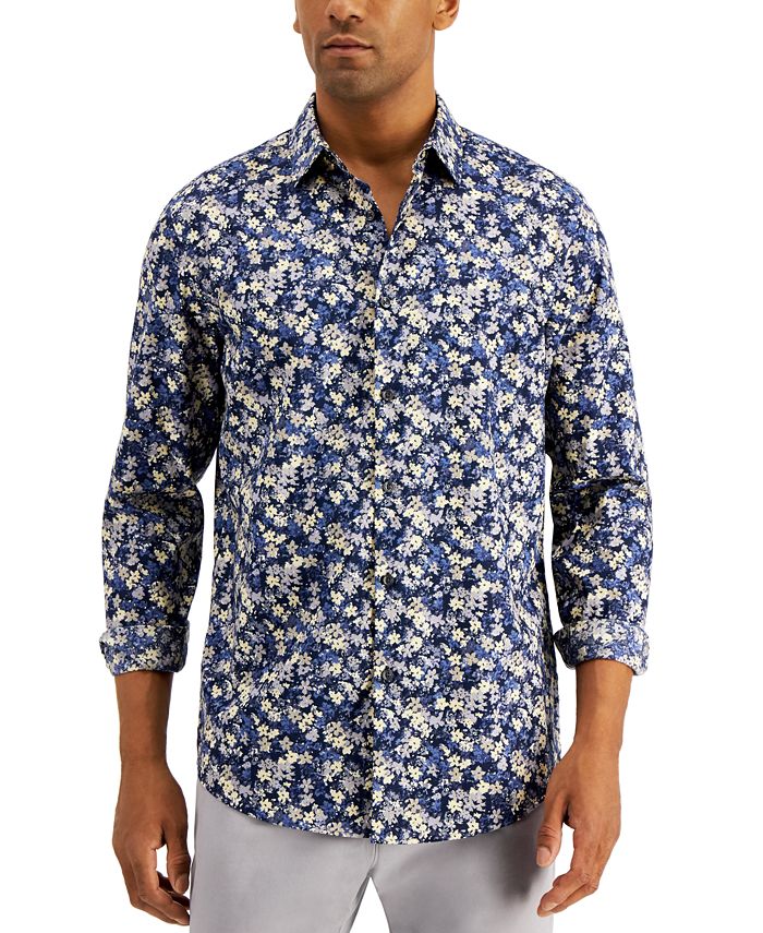 Alfani Men's Regular-Fit Floral-Print Shirt, Created for Macy's - Macy's