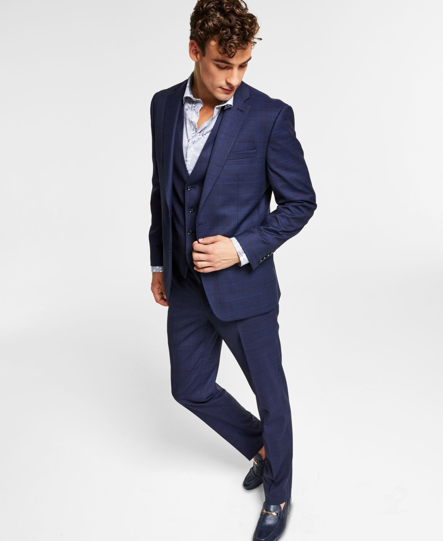 Men's Slim-Fit Solid Wool Suit Separates