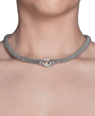 Diamond Circle Mesh 17" Statement Necklace (1/3 ct. t.w.) in Sterling Silver