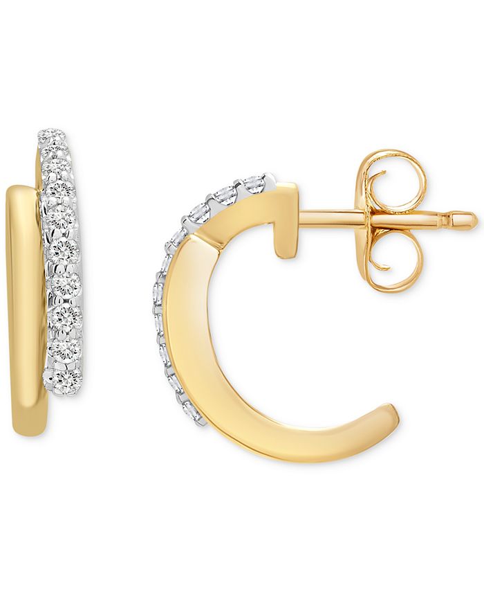 Wrapped - Diamond Huggie Hoop Earrings (1/10 ct. tw) in 14k Gold