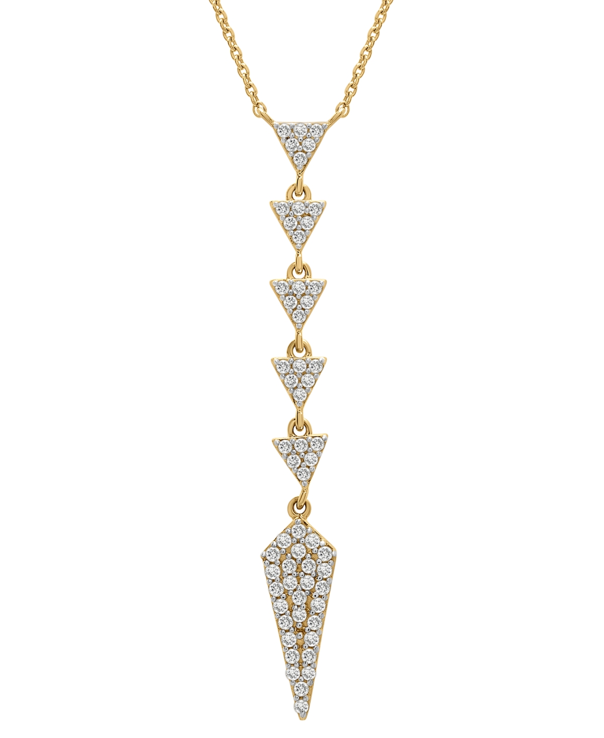 Diamond Triangle Lariat Necklace (1/3 ct. t.w.) in 14k Gold, 16" + 2" extender, Created for Macy's - Yellow Gold