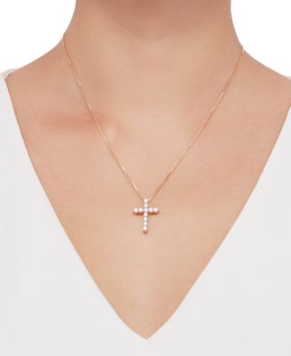 Cubic Zirconia Cross 18 Pendant Necklace
