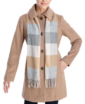 london fog single breasted wool scarf coat