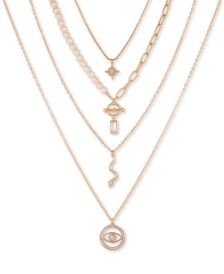 Gold-Tone 4-Pc. Set Imitation Pearl & Crystal Layered Necklaces