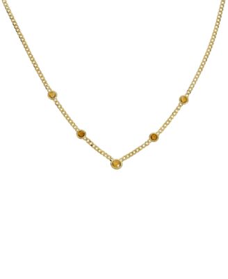 Macy's - Citrine Bezel 18" Statement Necklace (3 ct. t.w.) in 14k Gold-Plated Sterling Silver