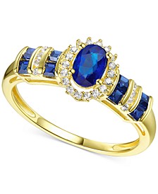 Sapphire (1 ct. t.w.) & Diamond (1/8 ct. t.w.) Ring (Also in Emerald & Ruby) in 14k Gold
